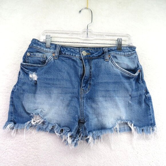 YMI Shorts Womens Sz 30 Cutoff Denim Blue Jean Booty Short Distressed Frayed Hem - Picture 1 of 9